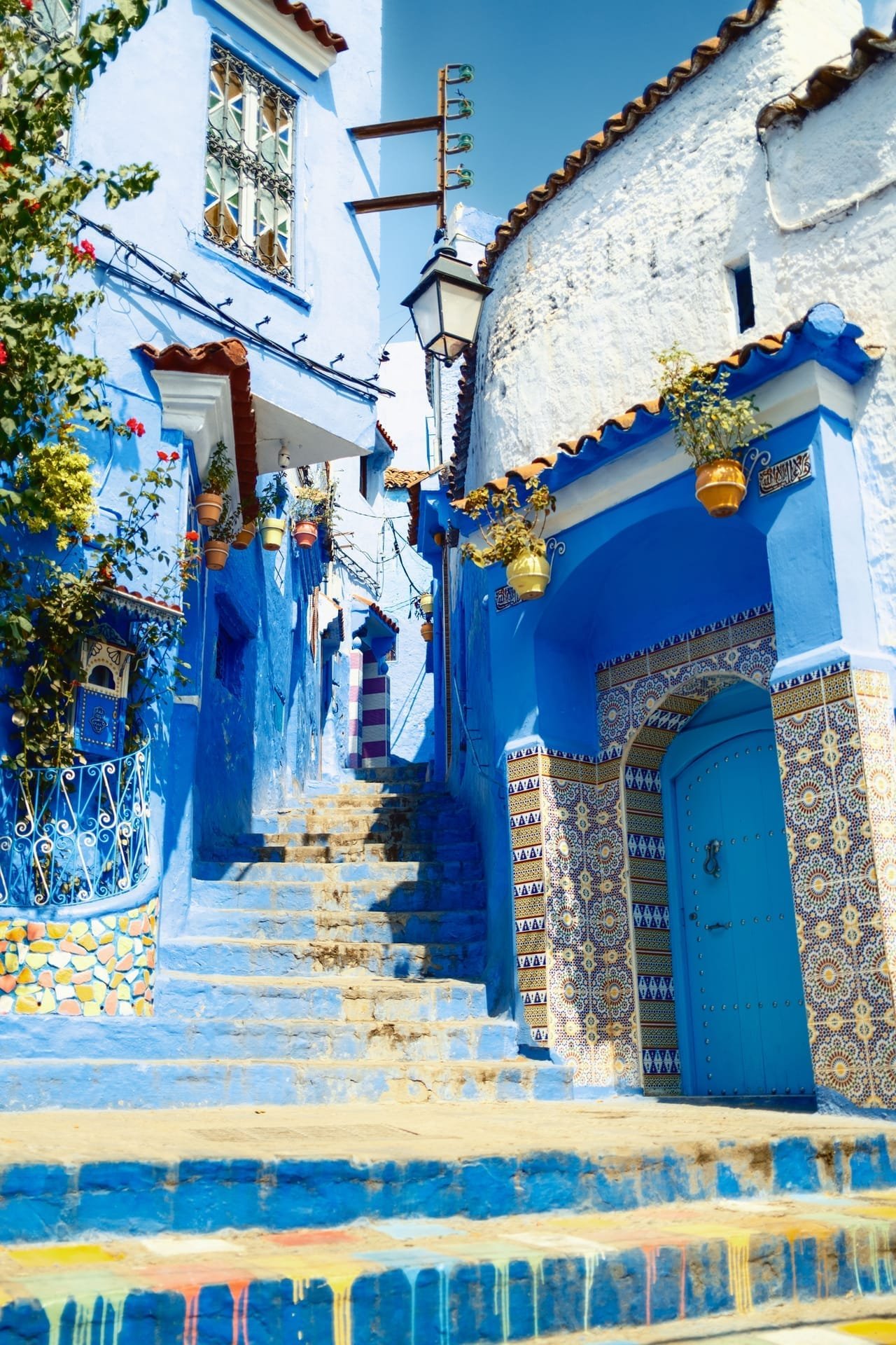 Blue painted doorway of a Moroccan street in Taghazout